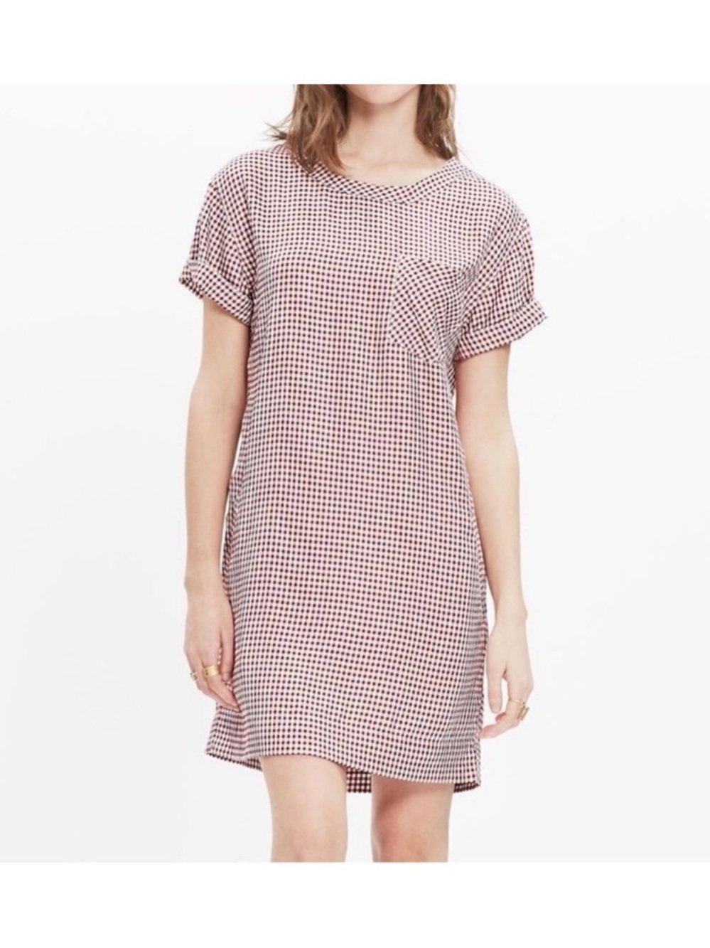 Madewell Red and White Gingham Shift Dress